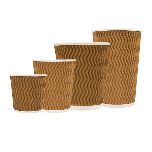 Tailored Packaging Natural Brown Wave Embossed Coffee Cups