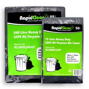RapidClean All Purpose Black LDPE Garbage Bags